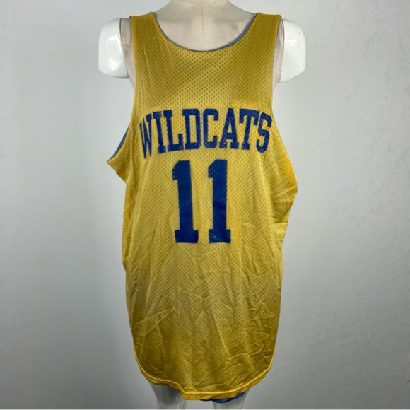 Vintage Men Blue Yellow Wildcats Reversible Jersey Tank Top Size L - Picture 5 of 13